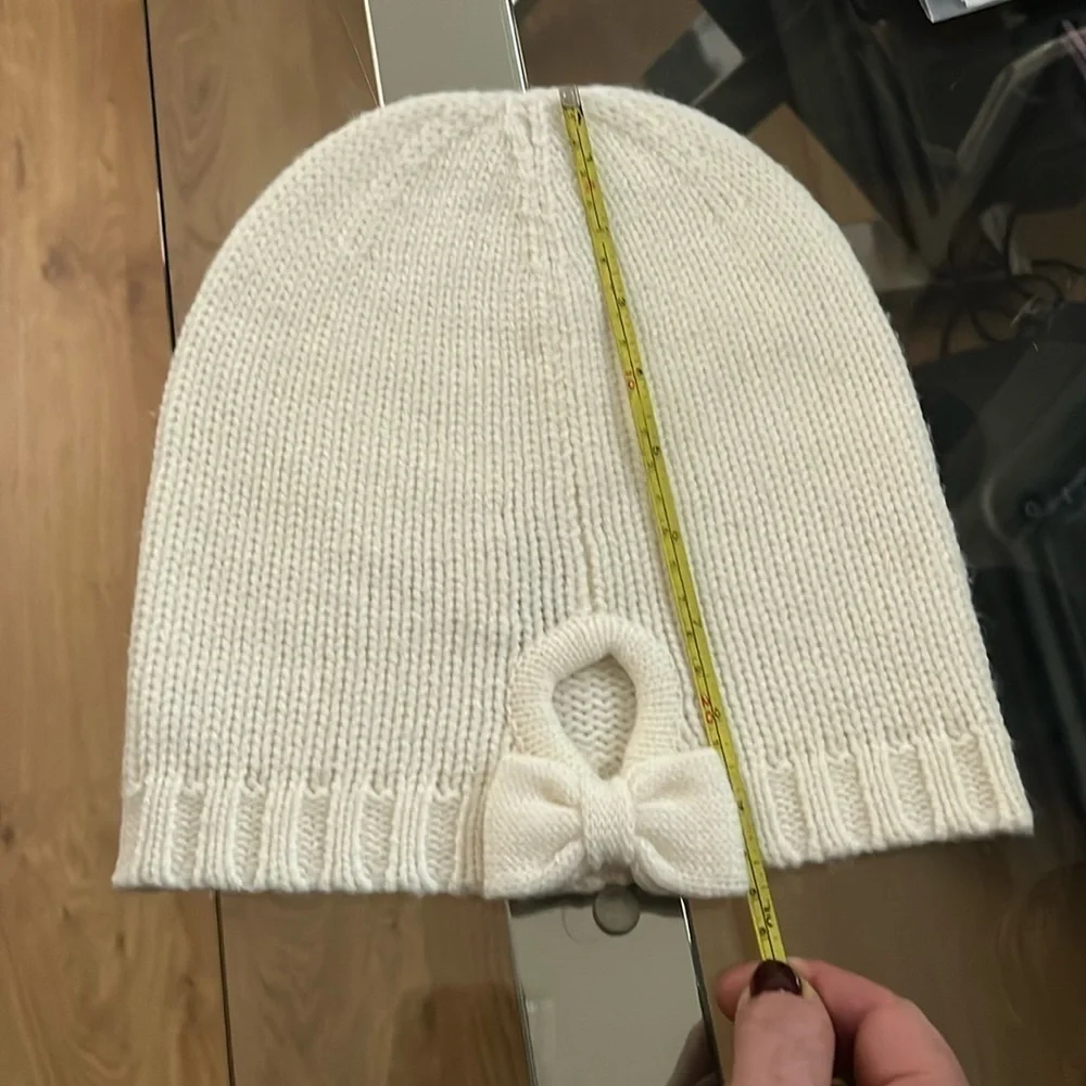 Kate Spade Cream Ribbed Beanie Hat